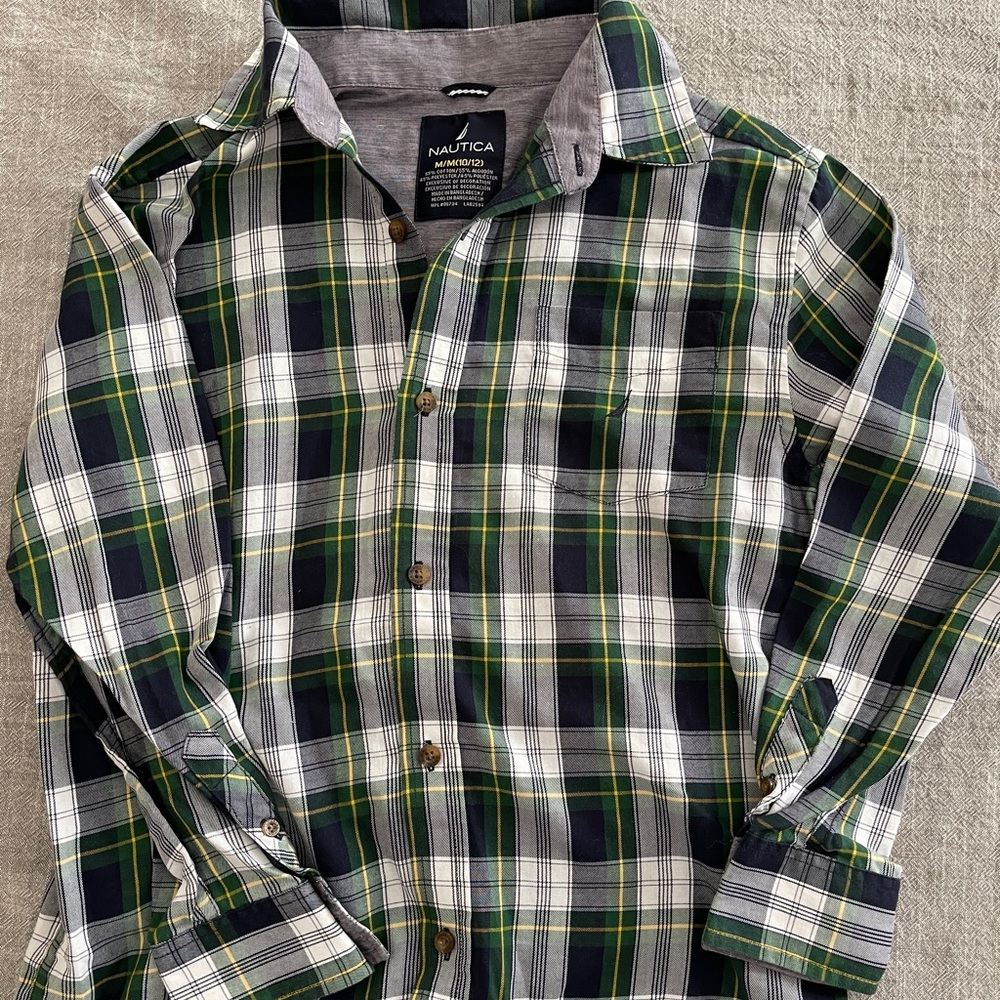 Boys Nautica button down long sleeve shirt.